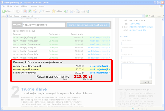  screen z dodanych domen 