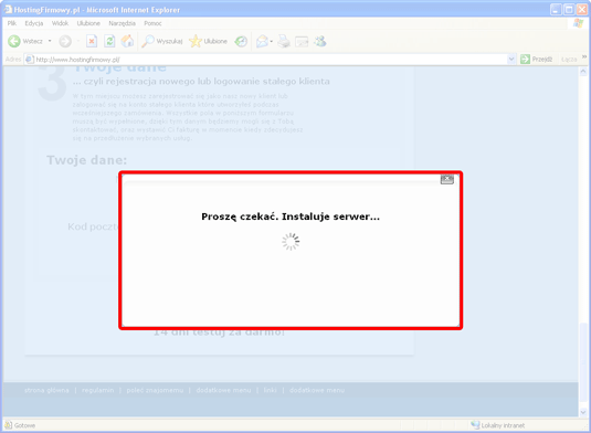  screen z instalowaniem serwera 